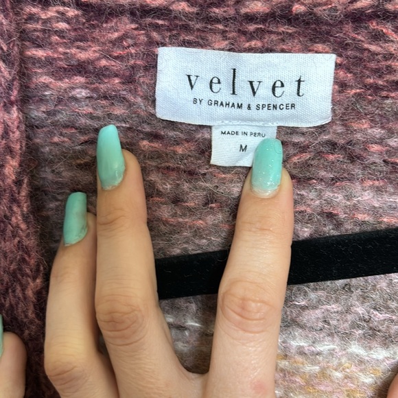 Pink and purple alpaca wool cropped sweater Velvet by Graham and Spencer size M - Picture 3 of 5